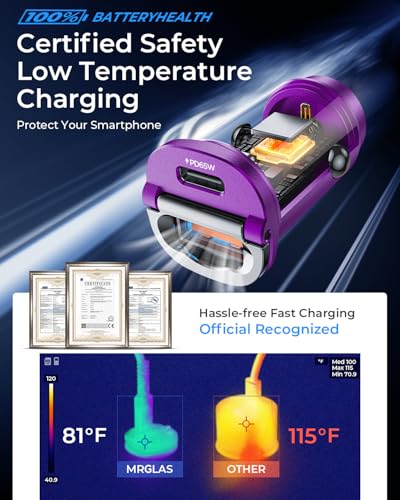 Upgraded】 125W USB C Car Charger Super Fast Charging for iPhone 17