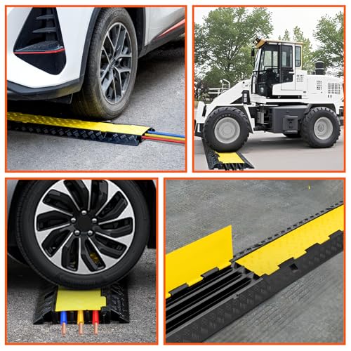2 Pack 3 Channel Cable Protector Ramp Traffic Wire and Hose Ramp Cord Cover Heavy Duty Channels 44