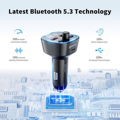 Bluetooth 5.3 FM Transmitter Car Adapter