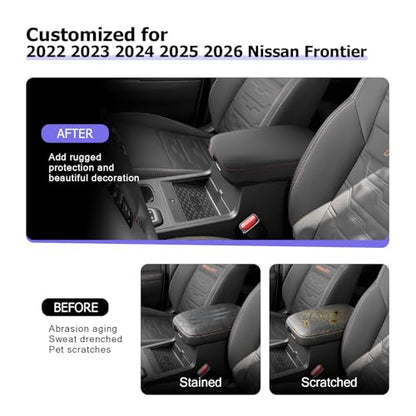 2025 2026 Frontier Center Console Cover Compatible with 2022 2023 2024 2025 2026 Nissan Frontier Accessories Armrest Console Cover Pets Scratch Resistant