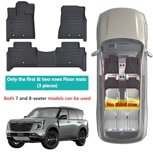 2 Rows Floor Mats for 2025 Nissan Armada 7 and 8 Passenger Models