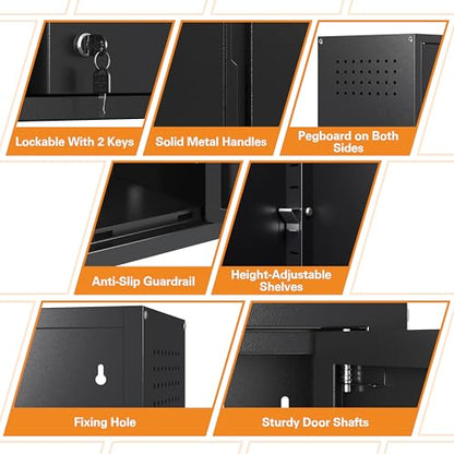 Metal Garage Wall Cabinet with 2 Doors and 1 Adjustable Shelf
