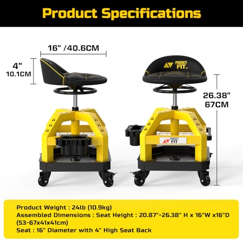 Rolling Shop Stool for Garage with Casters