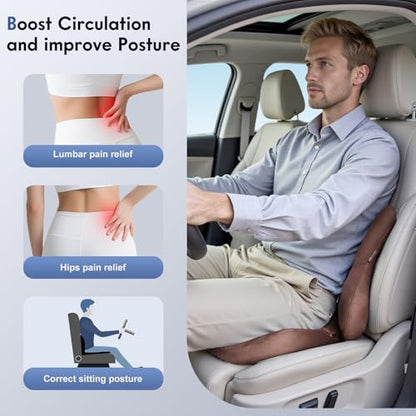 Memory Foam Car Seat Cushion and Lumbar Support Pillow for Car