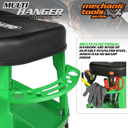 Heavy Duty Garage Rolling Work Seat 300LBS Capacity Mechanics Stool with Wheels