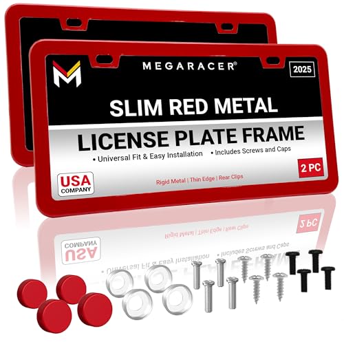 Premium Slim Gloss Red License Plate Frames