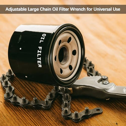 3 Pcs Large Reversible Chain Oil Filter Wrench with 12 16 9 Inch Chain Wrench Adjustable Heavy Duty Carbon Steel Sturdy Pipe Fitting Tool Spanner for Ratcheting Universal (3 Count)