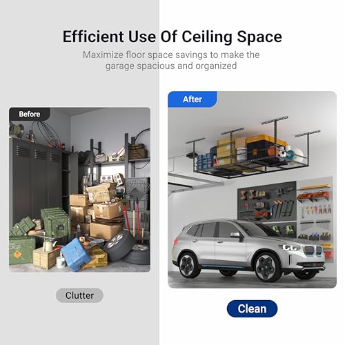 4x8 Overhead Garage Storage Rack with Safety Rails