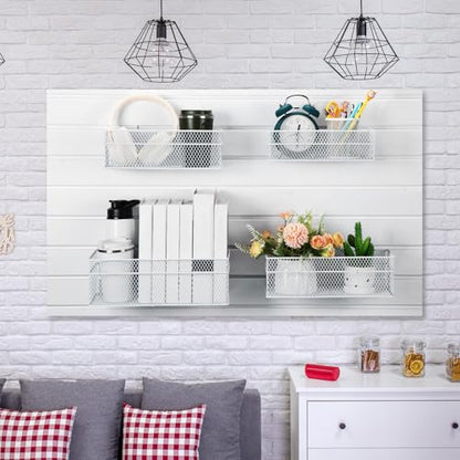4 Pcs Slatwall Basket Set Ventilated Metal Slatwall Basket Hanging Wire Bins Wall Mounted Accessories for Panel Garage Storage Display Organizing (4 Count)