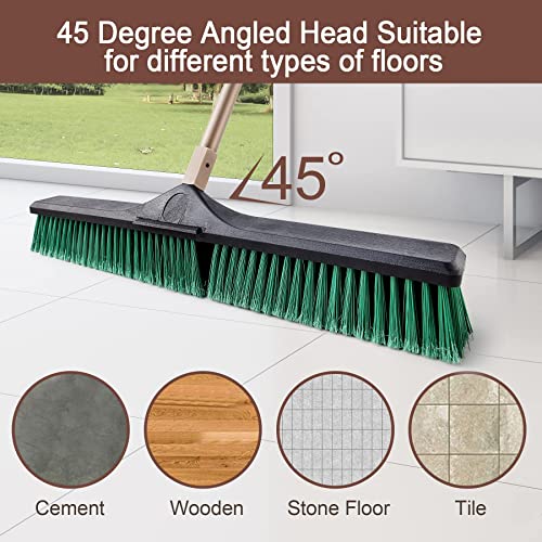 Heavy Duty Push Broom 24" with 66" Long Handle