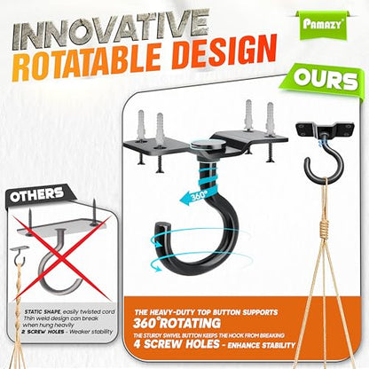 2Pcs 200LB Rotatable Ceiling Hook Wall Mount Metal Hanger for Hanging Plant (2 Count)