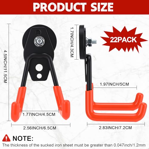 22 Pcs Large Magnetic Hooks Heavy Duty Garage Magnet Hooks Strong Storage Utility Magnetic Hangers with Anti Slip Rubber Coating for Indoor and Outdoor Hanging (22 Count)