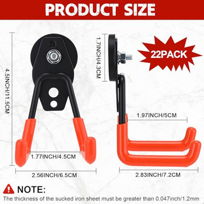 22 Pcs Large Magnetic Hooks Heavy Duty Garage Magnet Hooks Strong Storage Utility Magnetic Hangers with Anti Slip Rubber Coating for Indoor and Outdoor Hanging (22 Count)