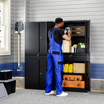 Metal Garage Storage Cabinet with Locking Doors and Adjustable Shelves