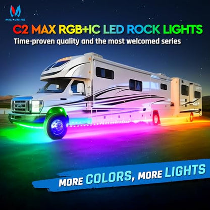 C2 MAX 8 Pods RGB+IC Chasing Rock Lights with White Housing