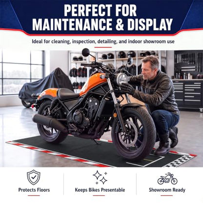 Motorcycle Mat Garage Floor Rug Washable Parking Mats for Garage Floors Non Slip Oil Absorbent Pad Rubber Backing Layer Protects Floor