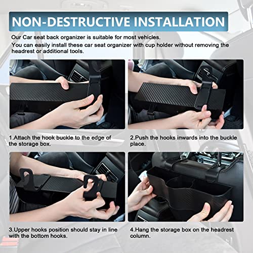 Car Headrest Organizer with Cup Holder &Hooks