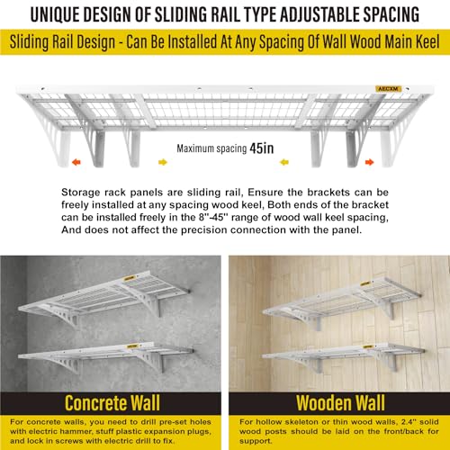 1.64x4ft 2Pack Wire Shelving Unit Heavy Duty Garage Storage Shelves Wall Mounted White 560lbs Load Capacity（20 (2 Count)