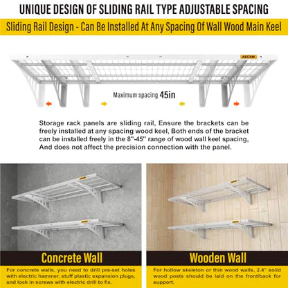 1.64x4ft 2Pack Wire Shelving Unit Heavy Duty Garage Storage Shelves Wall Mounted White 560lbs Load Capacity（20 (2 Count)