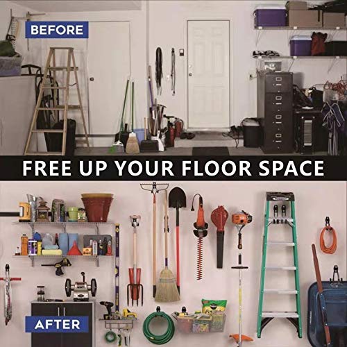 Garage Hooks 4 Pack Wall Mount Storage Hanger with 2 Extension Cord Holder Organizer