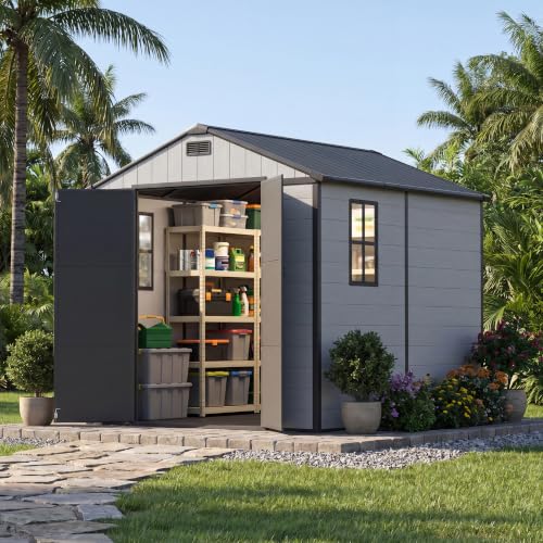 8x8 FT Resin Outdoor Storage Shed with Floor