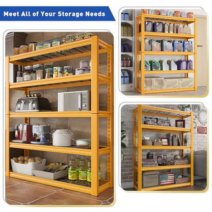 Storage Shelves 40''W Garage Shelving Heavy Duty Metal Shelving 2000LBS Metal Shelves 5 Tier Industrial Shelf for Kitchen Pantry Warehouse Basement 72" H x 40''W x 17.8''D Yellow (2 Count)