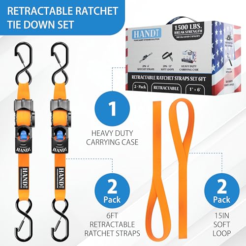 USA Based Retractable Ratchet Straps (2 Count)