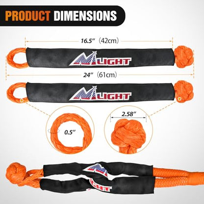 Kinetic Recovery Rope Kit with Soft Shackle Towing Strap