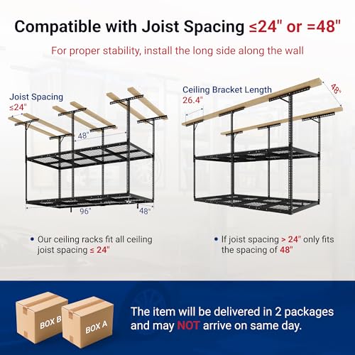 4x8 2 Tier Overhead Ceiling Garage Storage Rack