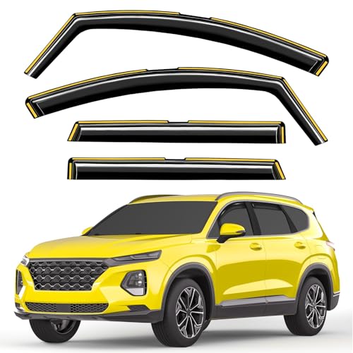 in Channel Window Visors Rain Guards for Hyundai Santa Fe 5 Seats 2019 (4 Count)