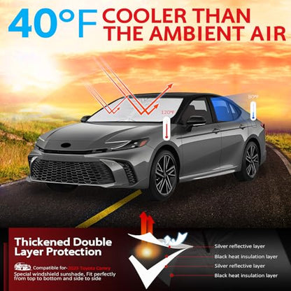 Windshield Sun Shade for 2025 2026 Toyota Camry LE XLE Hybrid SE XSE