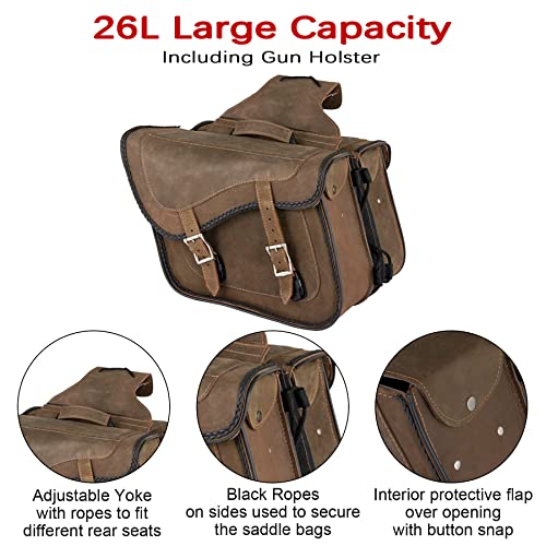 Naked Cowhide Leather Motorcycle Saddle Bags Throw Over Saddlebags (2 Count)