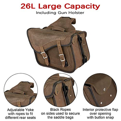 Naked Cowhide Leather Motorcycle Saddle Bags Throw Over Saddlebags (2 Count)