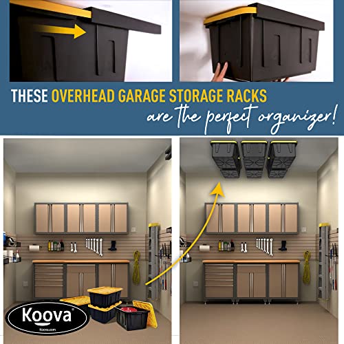 Heavy Duty Overhead Garage Storage Rack for 6 Bins. Adjustable Width (6 Count)