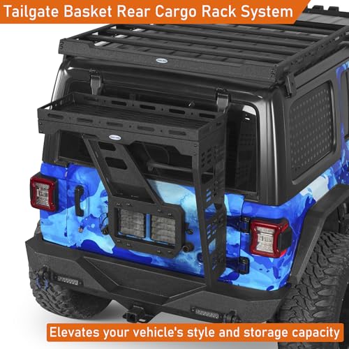 JL Tailgate Spare Tire Cargo Basket Rack for 2018