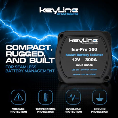 Dual Battery Isolator Kit Heavy Duty 300 AMP 1000 AMP Peak Voltage Sensitive Relay VSR for 12 Volt Systems