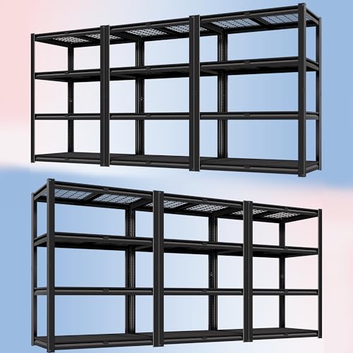 40" W Heavy Duty Garage Shelving 2200 LBS 4 Tier Storage Shelves (6 Count)