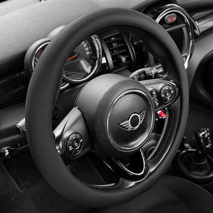 Nappa Leather Steering Wheel Cover Universal 15 Inch