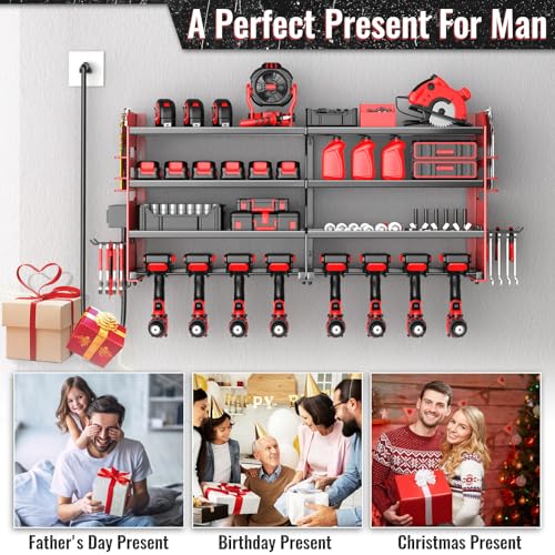 Large Power Tool Organizer Wall Mount with Charging Station