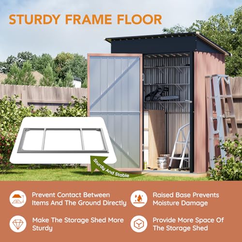 5X3X6.1 FT Garden Storage Shed with Frame Floor