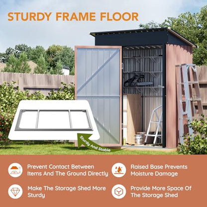 5X3X6.1 FT Garden Storage Shed with Frame Floor