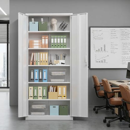 Metal Garage Storage Cabinet with 2 Doors and 5 Adjustable Shelves
