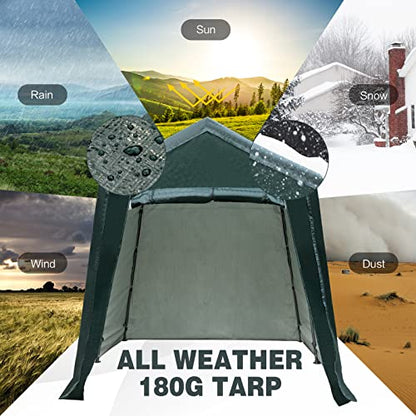 7 Ft x 12 Ft Outdoor Carport Patio Storage Shelter Metal Frame and Waterproof Ripstop Cover for Motorcycle and ATV Car