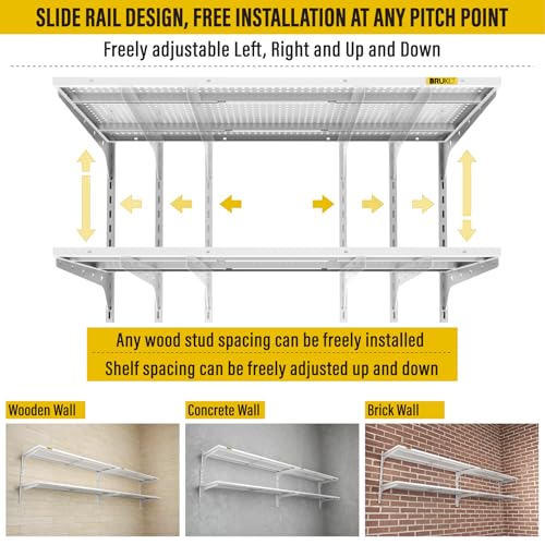 2 Pack 2 Tier 1.3x3ft Garage Shelving Wall Mounted (2 Count)