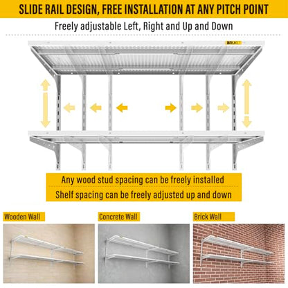 2 Pack 2 Tier 1.3x3ft Garage Shelving Wall Mounted (2 Count)