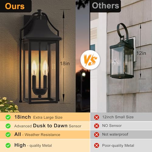 18IN Dusk to Dawn Outdoor Wall Sconce