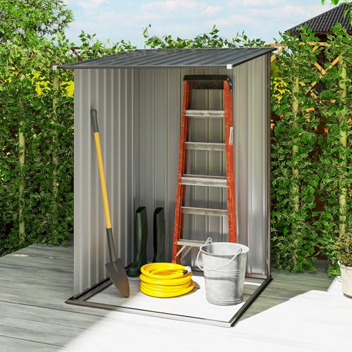 3.3' x 3.4' Outdoor Storage Shed Sloping Roof Lockable Door Brown
