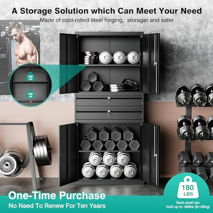 Metal Storage Cabinet with Drawer and Locks