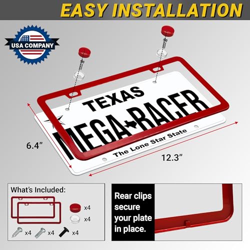 Premium Slim Gloss Red License Plate Frames