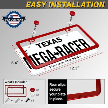 Premium Slim Gloss Red License Plate Frames